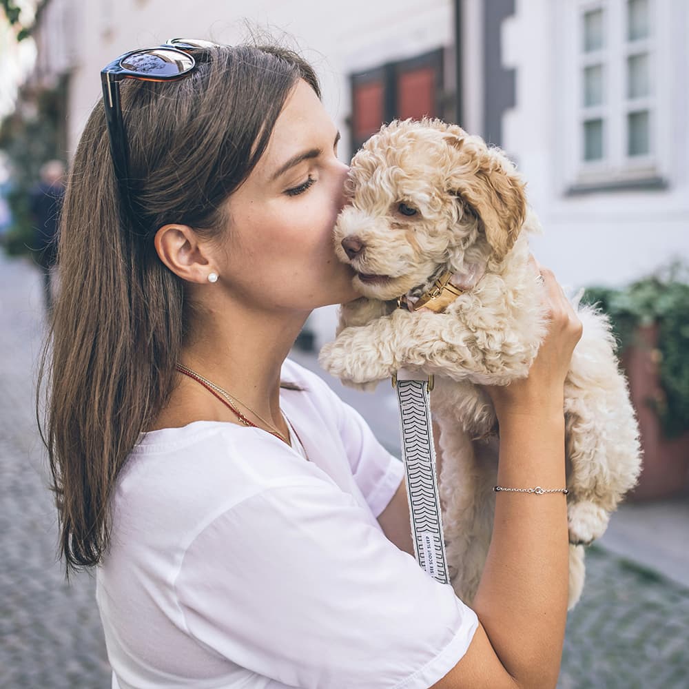 Girl kissing dog